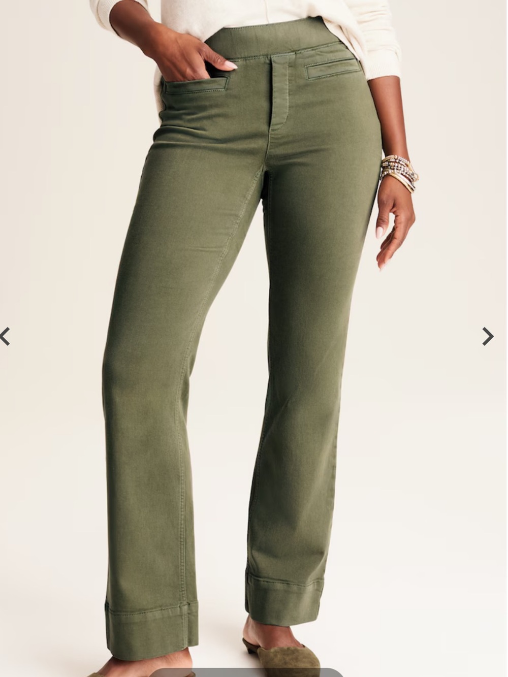 Pure Jill J Jill soft Flare Pull on Pants olive green Sz Large